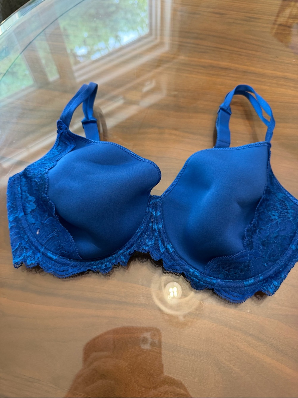 Simone Perele Blue Lace-Trim Underwire Bra